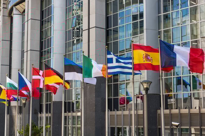 Image of the different flags of the European Countries Represented by R17's Client Portfolio